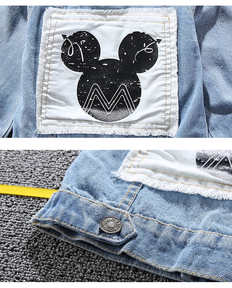 Mickey Cartoon Denim Jacket – Stylish Outerwear for UNISEX