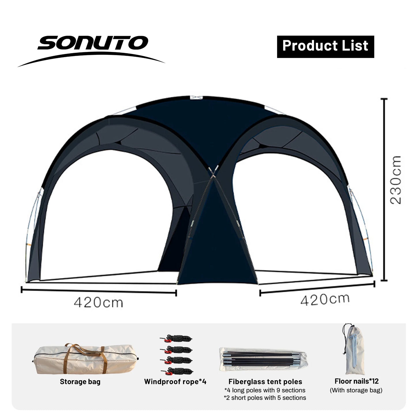 Sonuto Dome Canopy Large Tent Outdoor